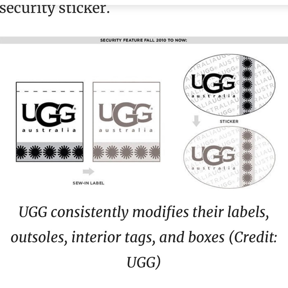 Authentic Ugg labels and tags